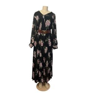꒰ა ☆ ໒꒱ Indigo Rose Women's Plus Size Pleated Floral Dress 3X (1B-H)